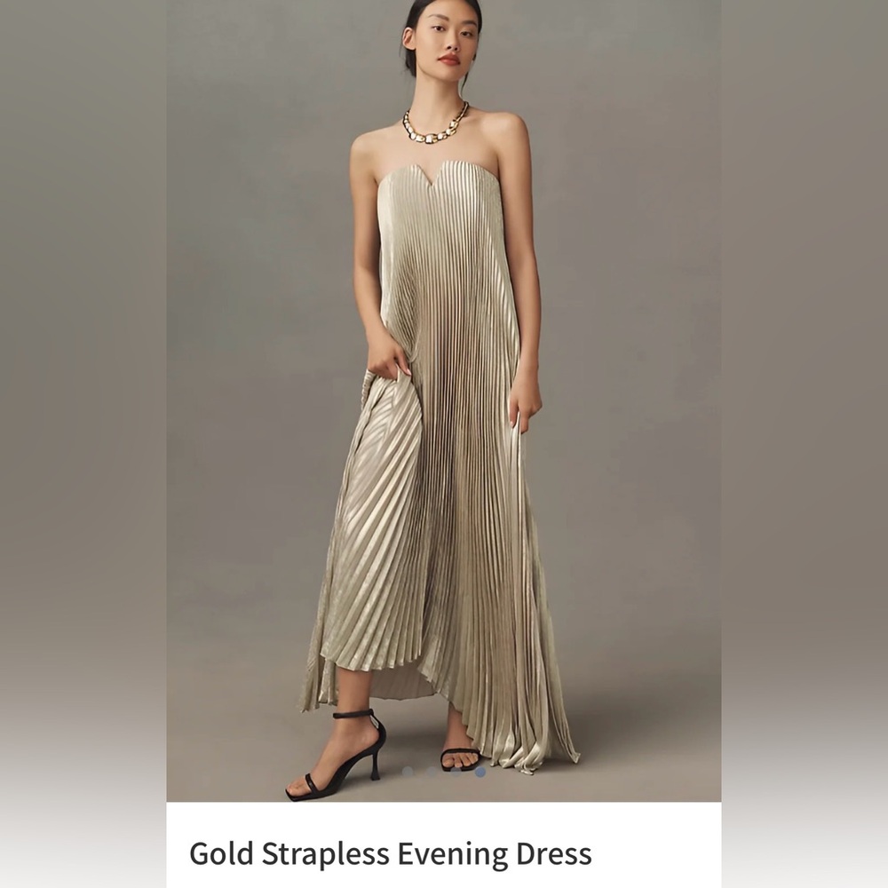 Gold Strapless Evening Dress